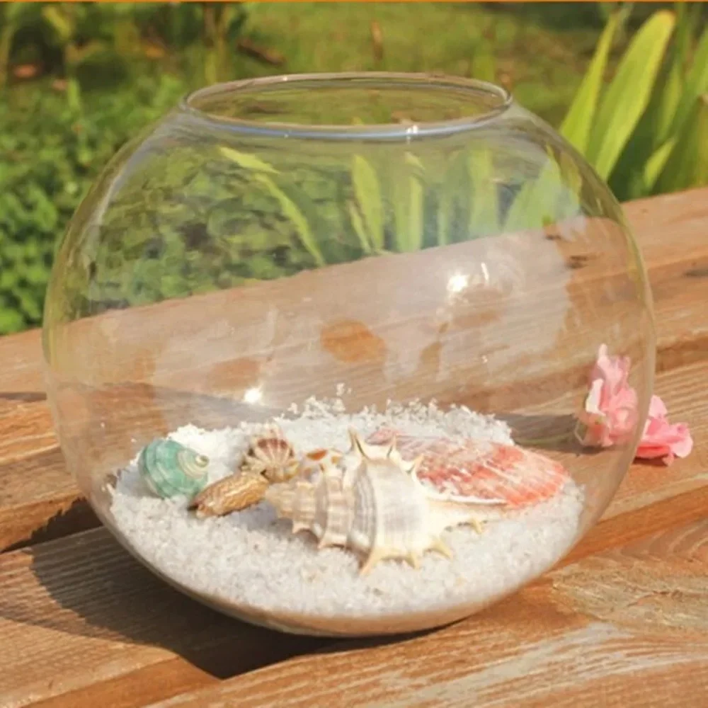 Clear Round Standing Makrame Hanging Bowl Flower Vase Glass Jar Candle Holder